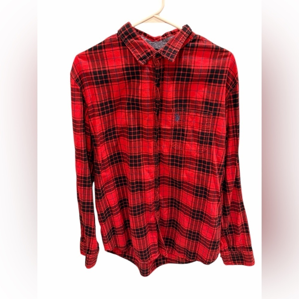Polo Ralph Lauren Plaid Button Down Shirt Adult Large Red Black Plaid